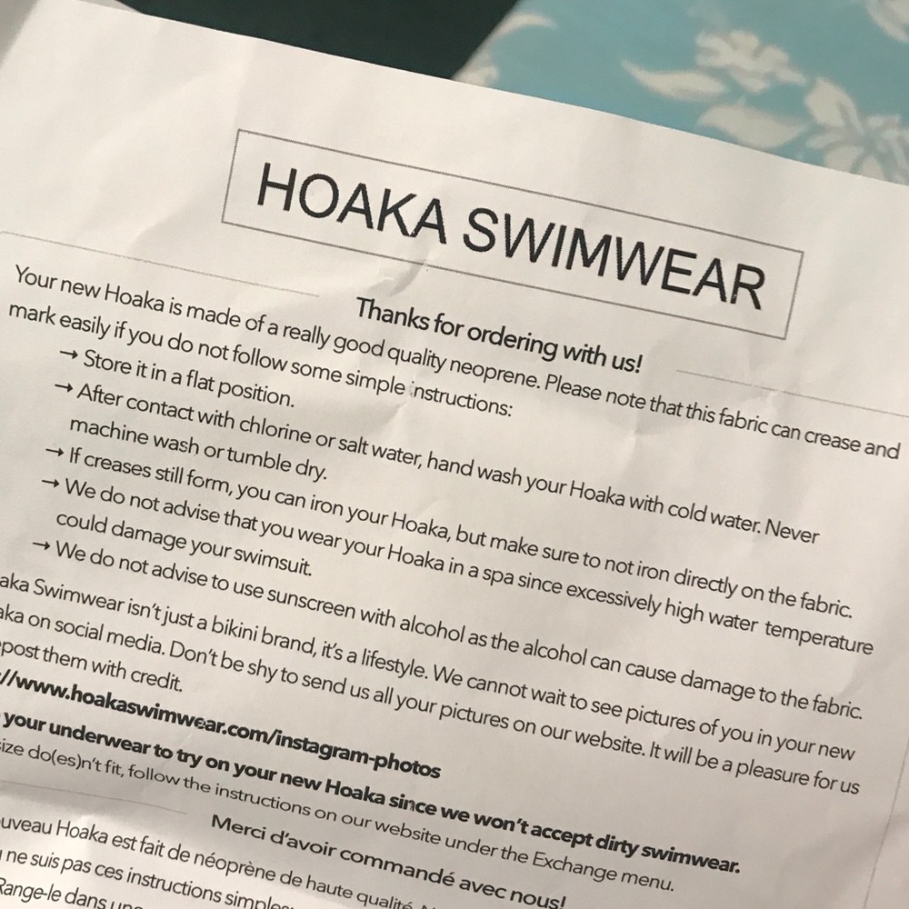 Hoaka Care Instructions